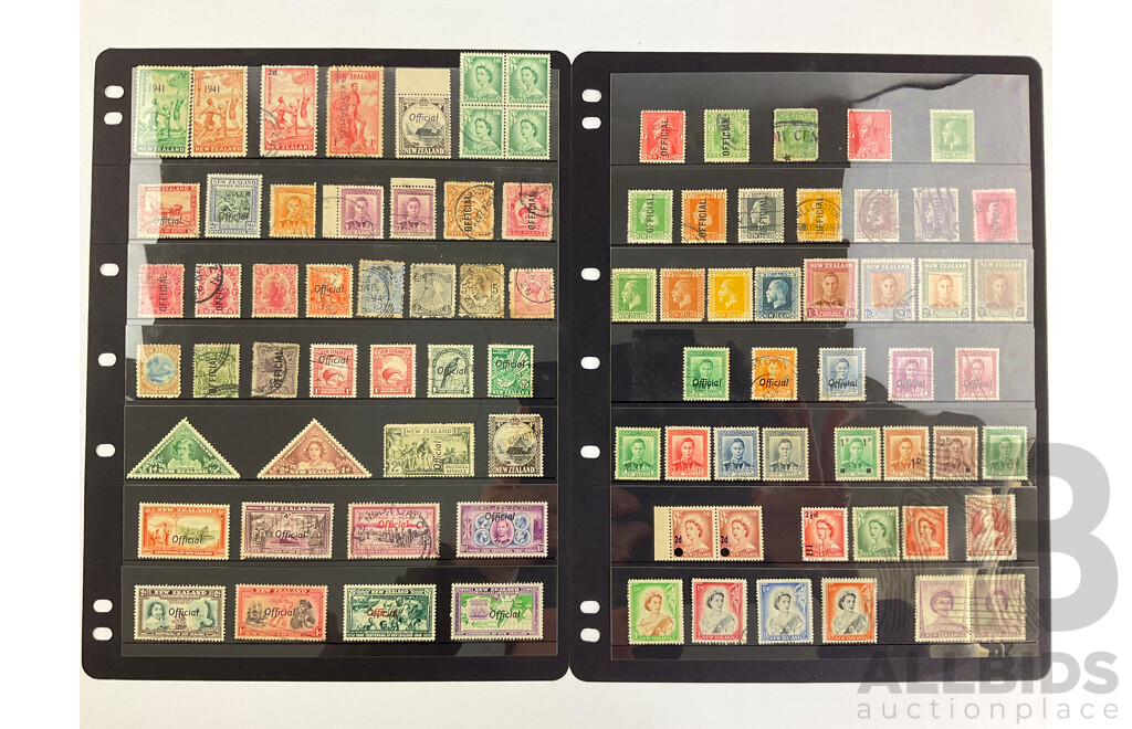 New Zealand Predecimal Late 1800's to 1950's Mint and Cancelled Stamps Including Official, Over Prints