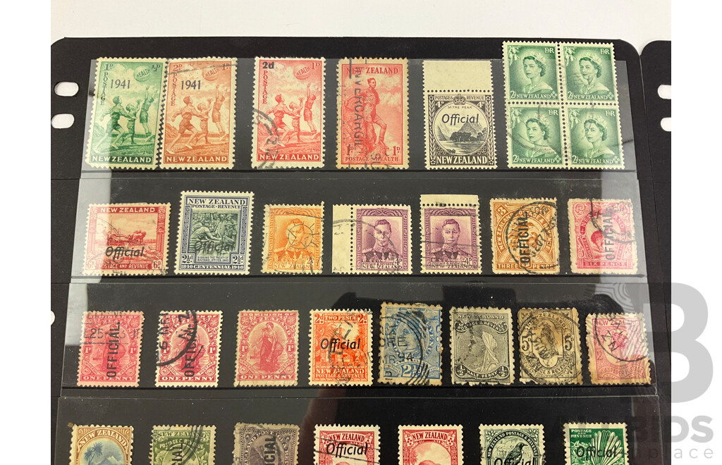 New Zealand Predecimal Late 1800's to 1950's Mint and Cancelled Stamps Including Official, Over Prints