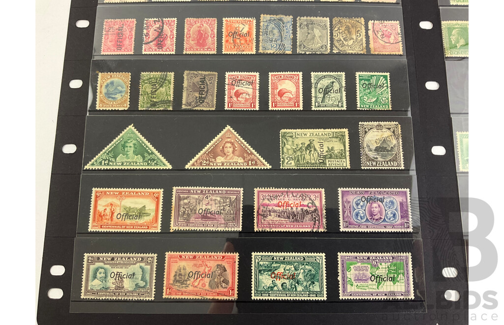 New Zealand Predecimal Late 1800's to 1950's Mint and Cancelled Stamps Including Official, Over Prints