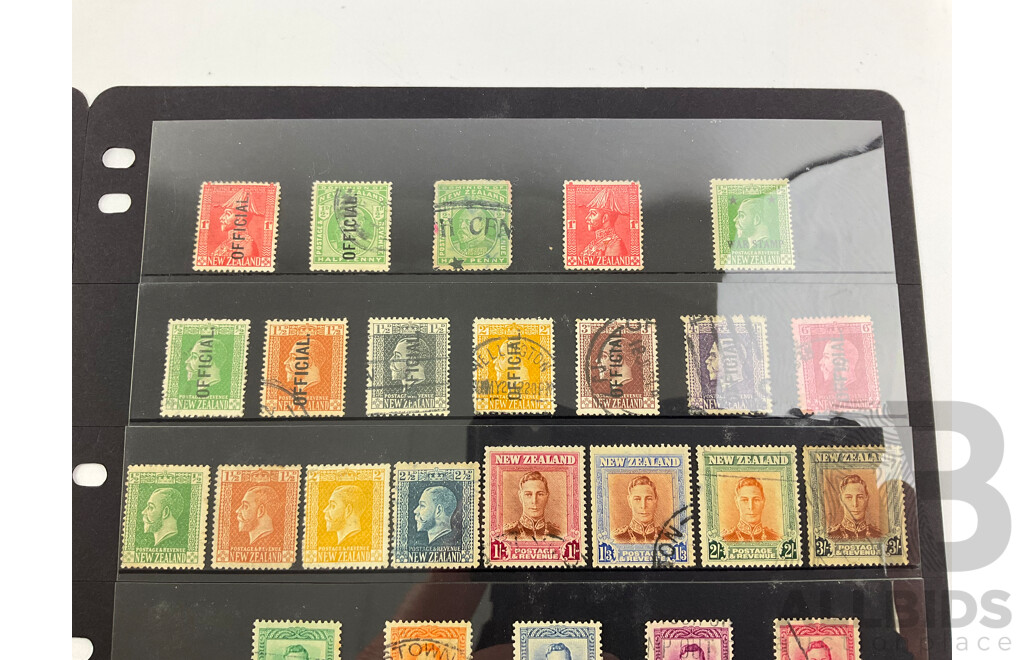 New Zealand Predecimal Late 1800's to 1950's Mint and Cancelled Stamps Including Official, Over Prints