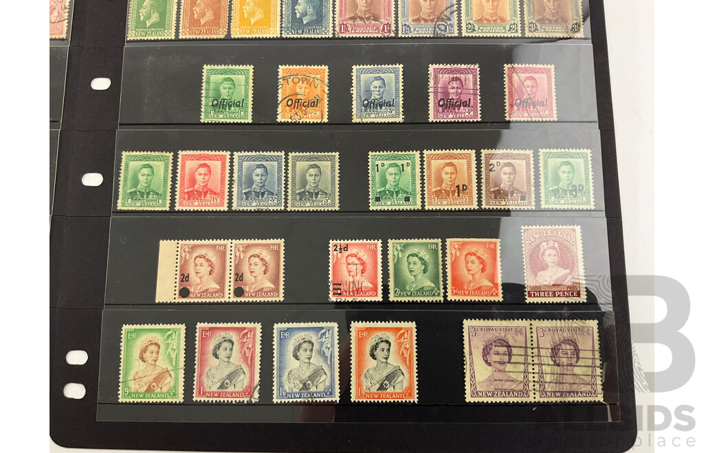 New Zealand Predecimal Late 1800's to 1950's Mint and Cancelled Stamps Including Official, Over Prints