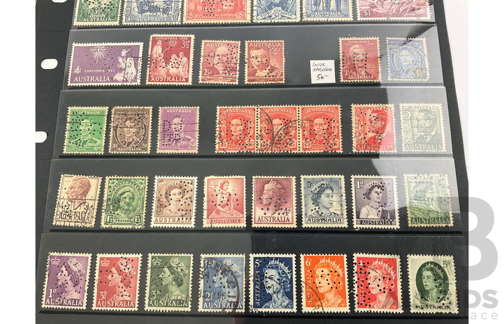 Australian Predecimal Perforated Stamps Including OS, SA, NSW, OSNSW, KGVI, QE2
