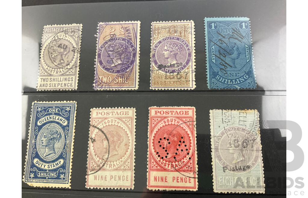 Australian Pre Federation QV State Stamps Including Queensland, South Australia, New South Wales, Victoria, Hand Cancel, Perforated