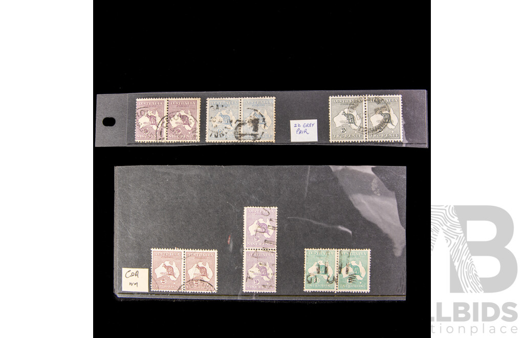 Australian Kangaroo Stamps, Two Penny to Two Shilling, COA Water Marks