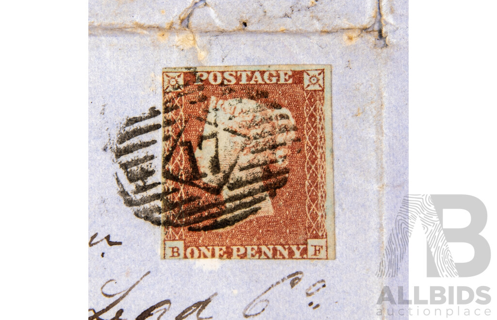 Great Britain 1841 Penny Red Stamp, Imperf - Cover From British Zoned Germany Addressed to Major Ronald G. Davies, 75 Pfennig and KGVI Two and Half Penny Stamps with WW2 Era Covers Addressed to  Major Ronald