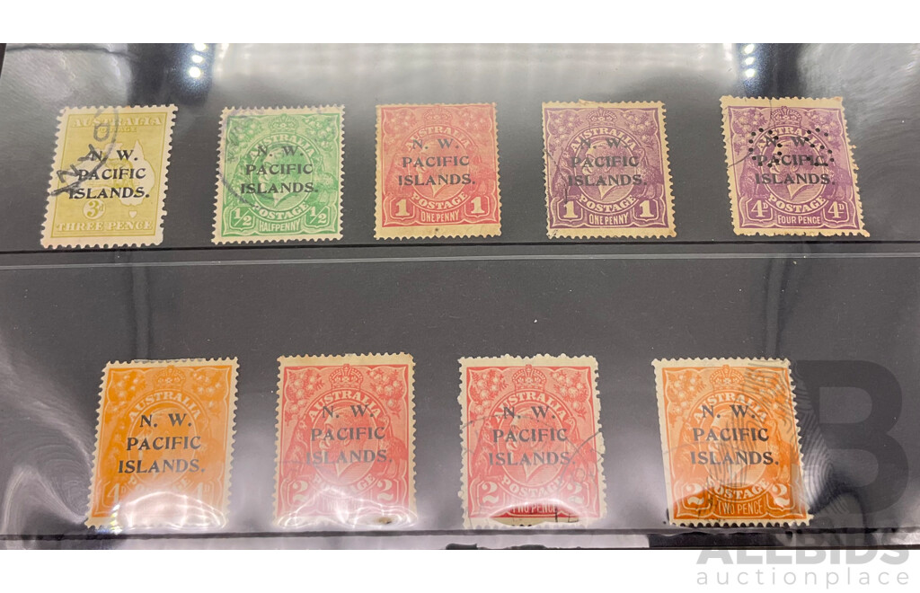 North West Pacific Islands 1918 Stamps, KGV, Kangaroo Map, Half to Four Pence, Official Service