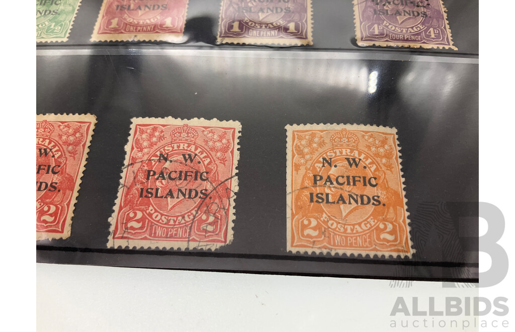 North West Pacific Islands 1918 Stamps, KGV, Kangaroo Map, Half to Four Pence, Official Service