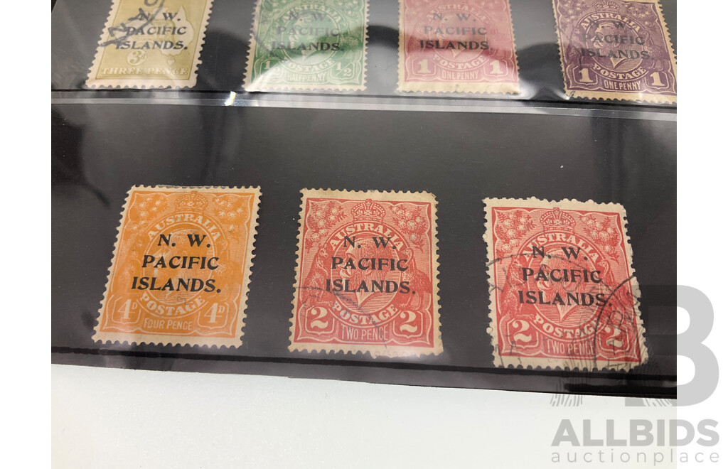 North West Pacific Islands 1918 Stamps, KGV, Kangaroo Map, Half to Four Pence, Official Service