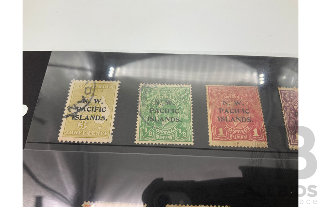 North West Pacific Islands 1918 Stamps, KGV, Kangaroo Map, Half to Four Pence, Official Service