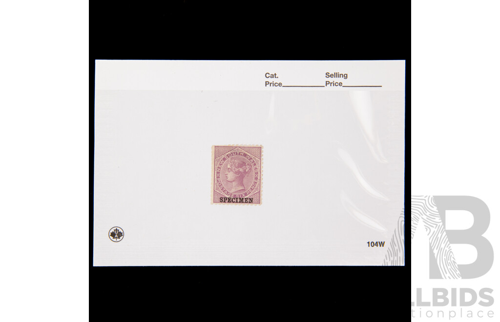 Australian 1882-1897 QV Mint Hinged Specimen Stamp, Sixpence