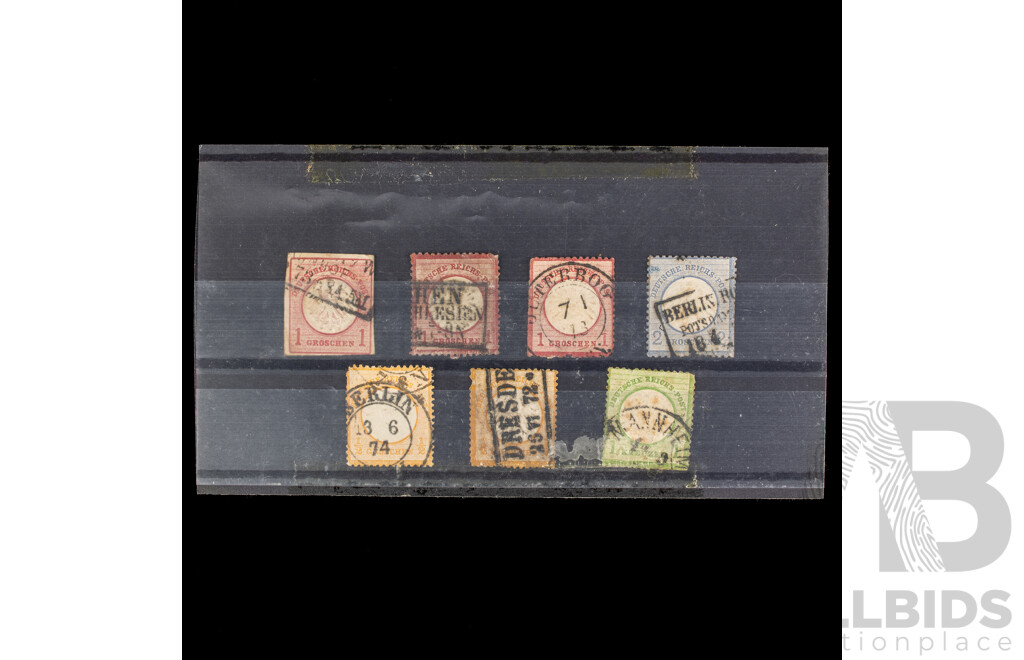 German 1872 Cancelled Stamps, Imperf, Large Shields