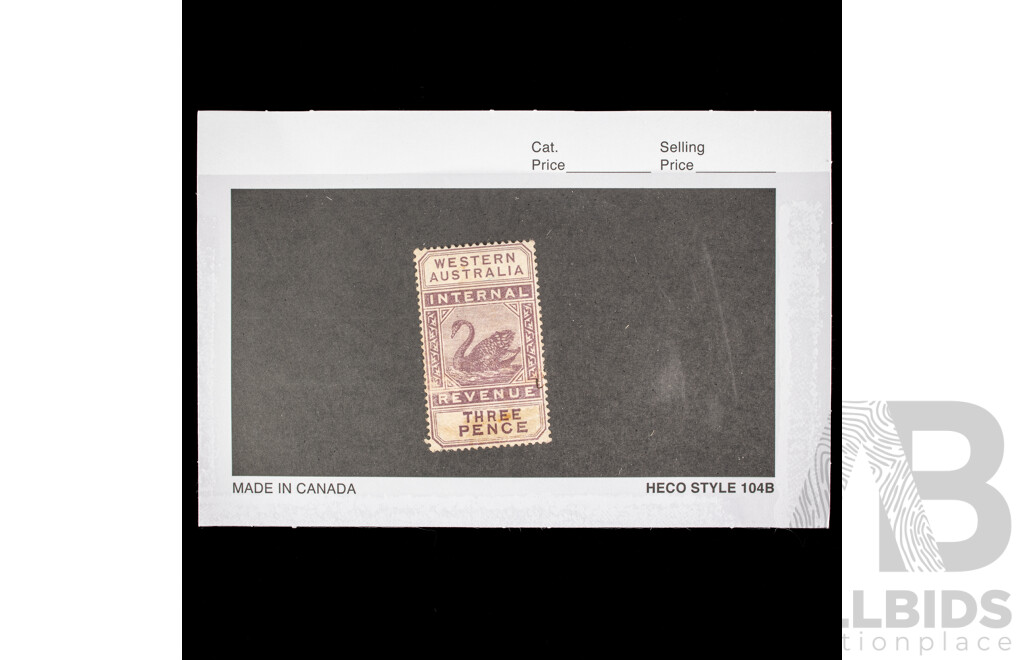 Australian 1880's Western Australia Internal Revenue Stamp, Threepence, Mint/Hinged
