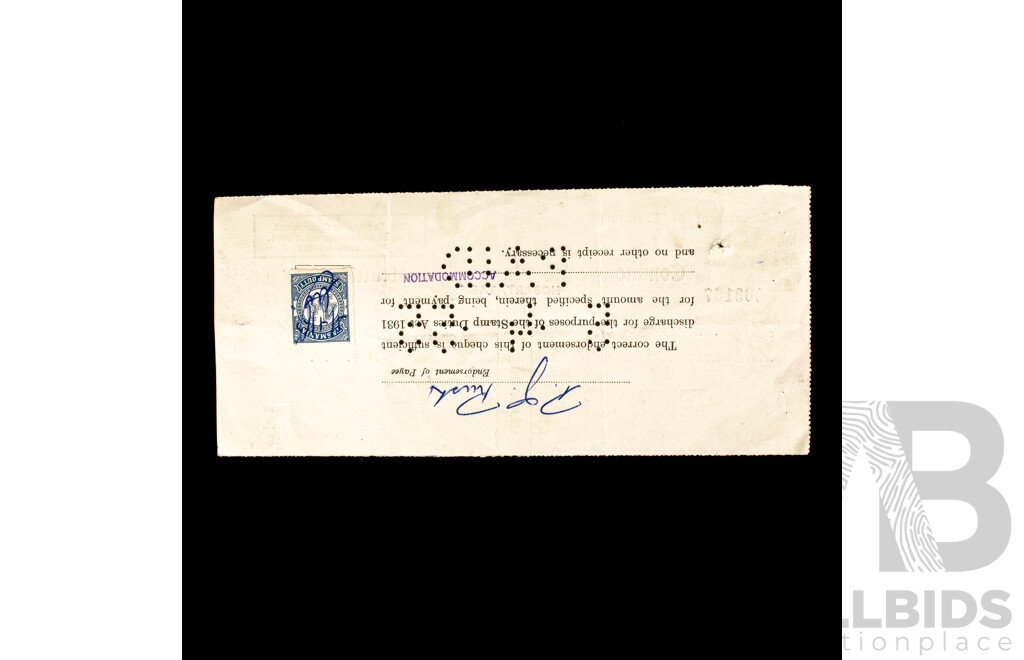 Commonwealth Bank of Australia/Government of Tasmania Bank Cheques, 1950's -1960's with Tasmanian/Victorian Stamp Duty Stamps