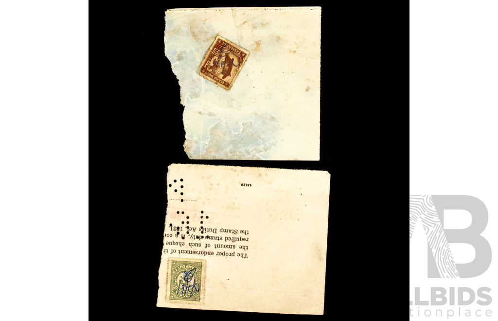 Commonwealth Bank of Australia/Government of Tasmania Bank Cheques, 1950's -1960's with Tasmanian/Victorian Stamp Duty Stamps