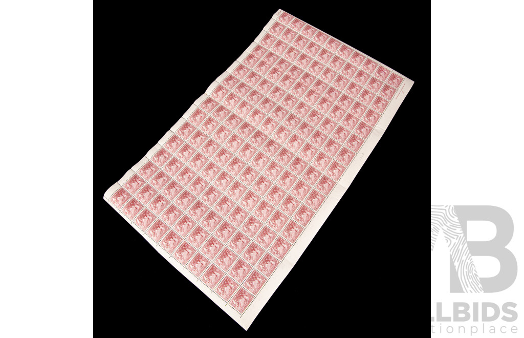 New Zealand 1956 Stamp Sheet, Health Series, Children Picking Apples, Threepence/One Penny