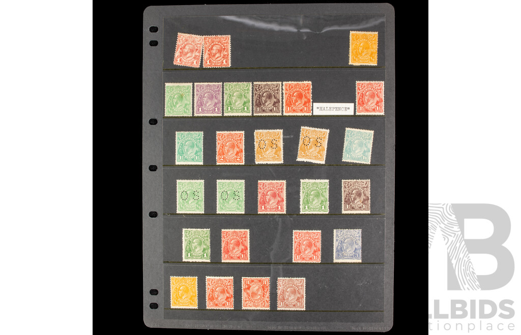 Collection of Australian KGV Head Stamps, Mint, Mint/Hinged, Official Service Perfins, Various Watermarks