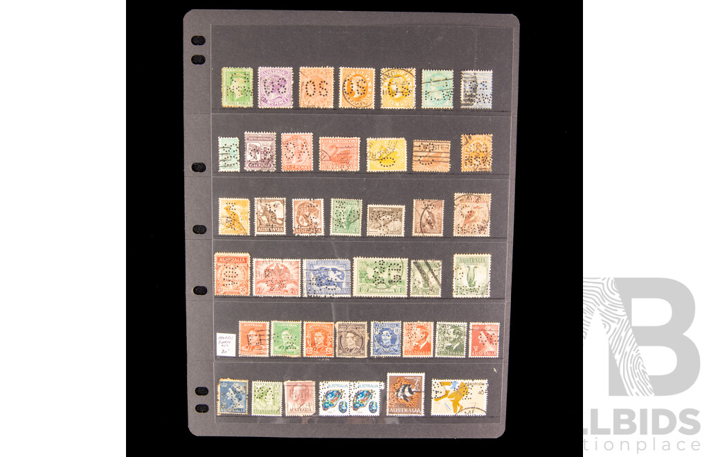 Australian Predecimal Perfin Stamp Collection, QV, KGVI, QE2