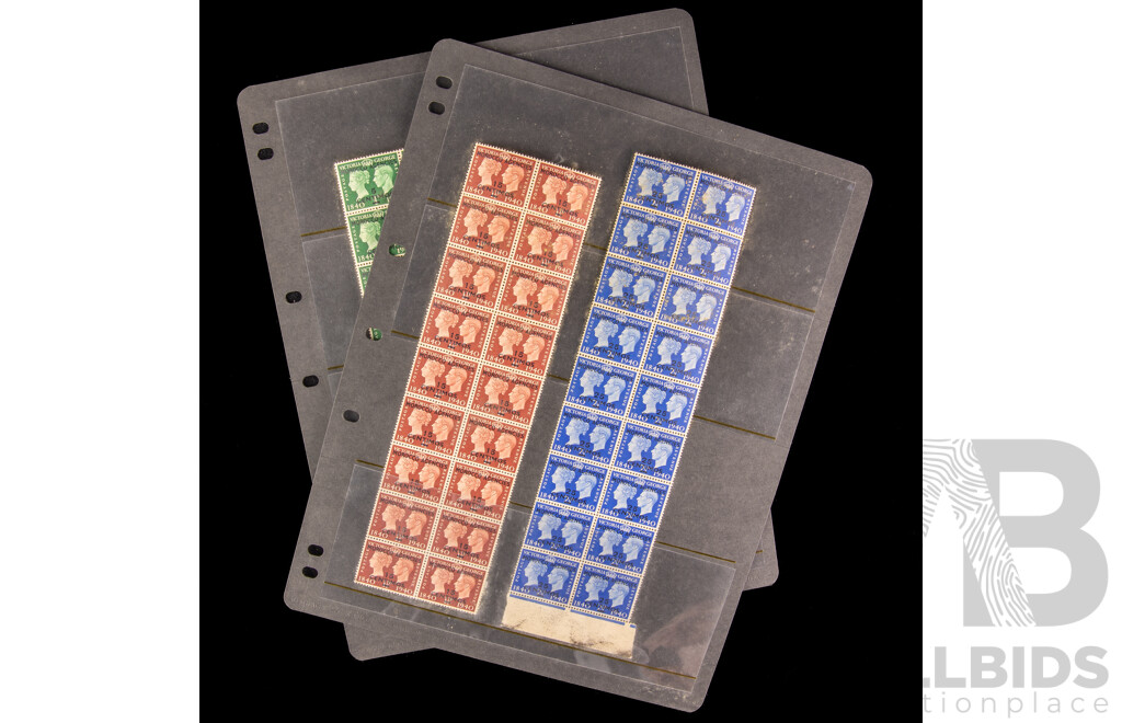 Great Britain Mint Blocks Foreign Agency Overprints, Morocco, Five, Ten, Fifteen, Twenty Five Centemos