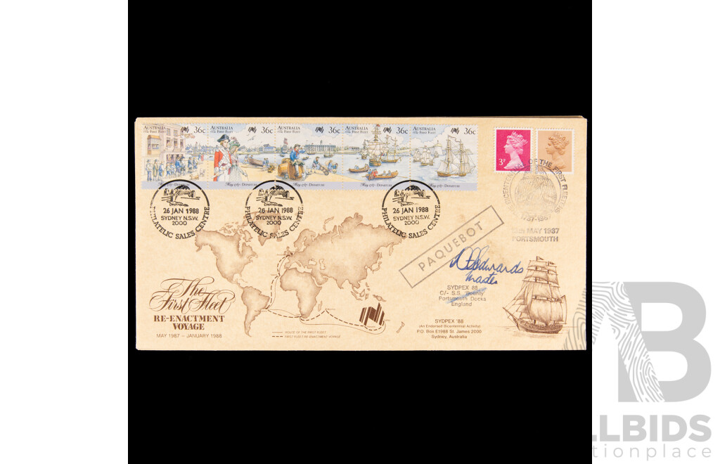 Five Australian 1988 Bicentennial Re-Enactment European Voyage Covers