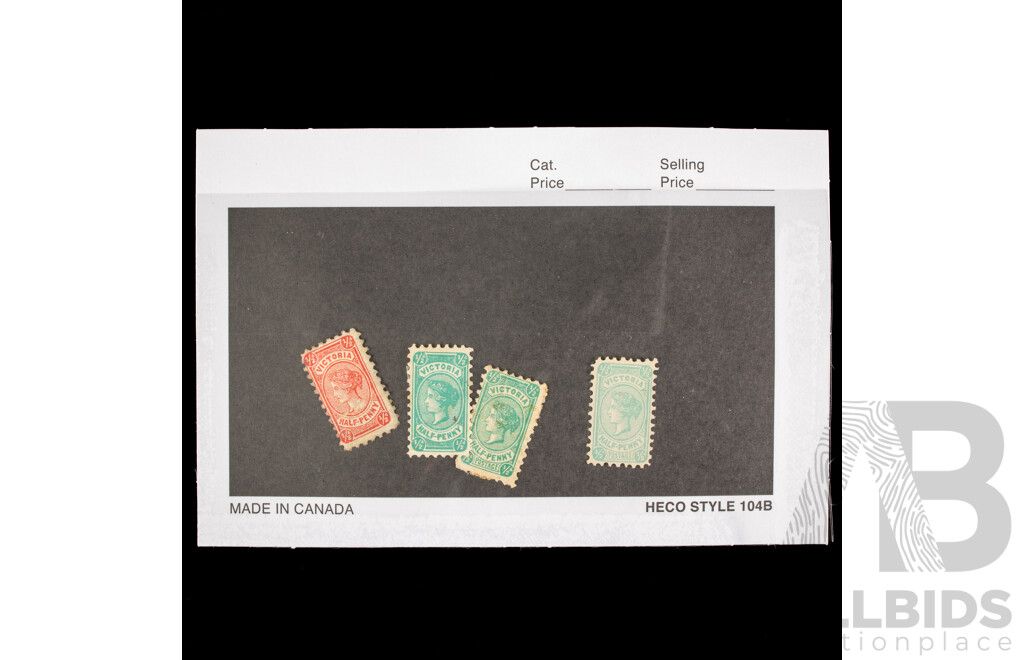 Australian 1901-1910 Victoria QV Stamps Red and Blue/Green Half Penny