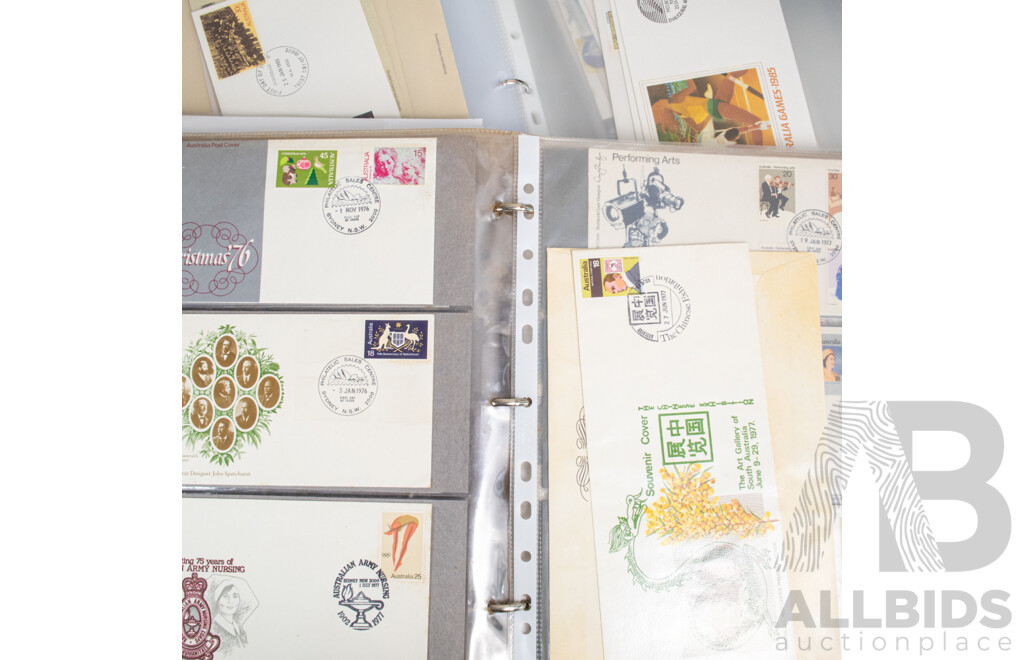Two Albums of Australian First Day Covers Spanning Years 1963 to 2013 Including Petty Cash Vouchers, Gunning Fine Wool, Bicentenary and More