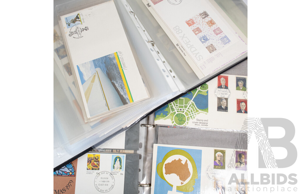 Two Albums of Australian First Day Covers Spanning Years 1963 to 2013 Including Petty Cash Vouchers, Gunning Fine Wool, Bicentenary and More