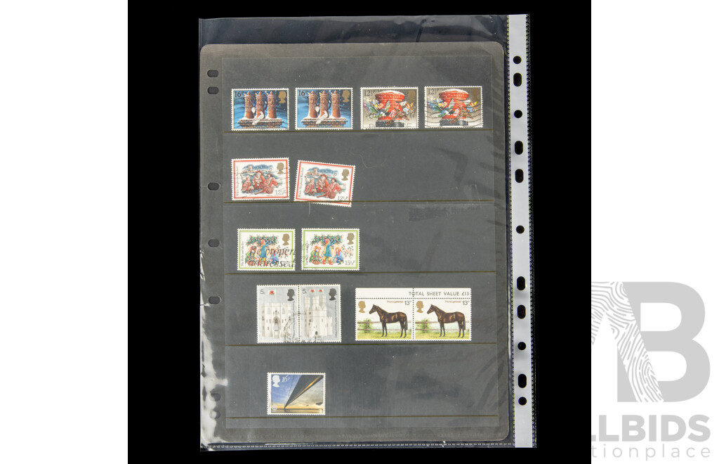 Collection of Great Britain Stamps, Mostly Mint Including QE2, Concord, Charles and Diana, Industry Year, English Embroidery and More