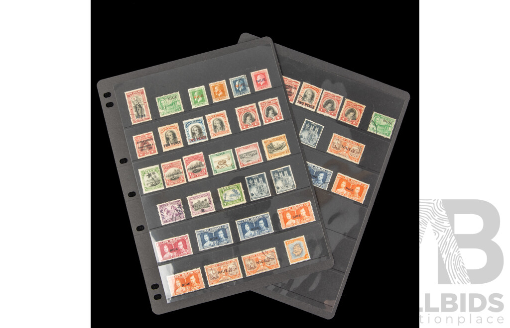 Collection of Vintage New Zealand/Nieu Stamps, Mostly Mint/Hinged, Over Prints, Surcharges
