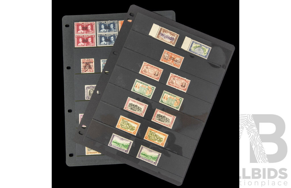 Collection of Vintage New Zealand/Cook Islands Stamps, Mostly Mint/Hinged, Over Prints, Surcharges