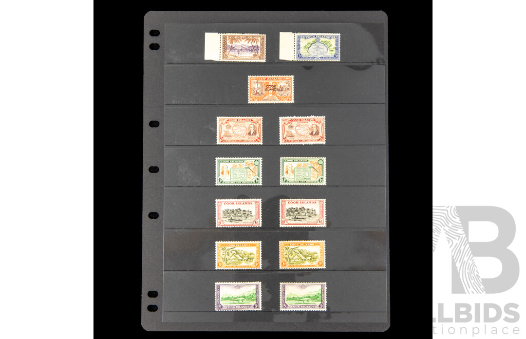 Collection of Vintage New Zealand/Cook Islands Stamps, Mostly Mint/Hinged, Over Prints, Surcharges