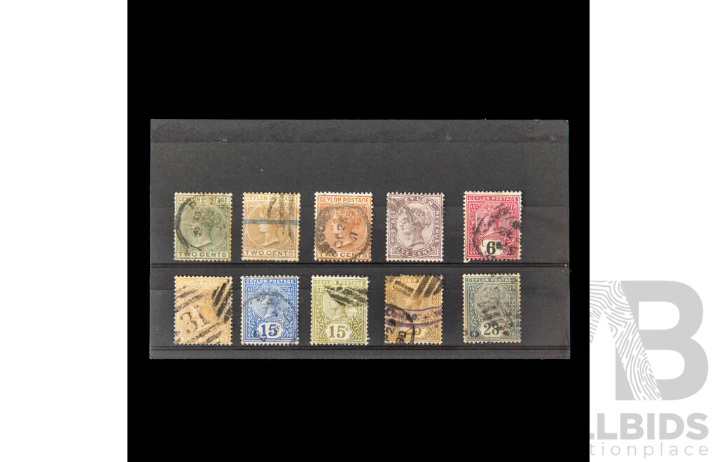 Ceylon 1880's QV Stamps, Two Cents to Twenty Eight Cents