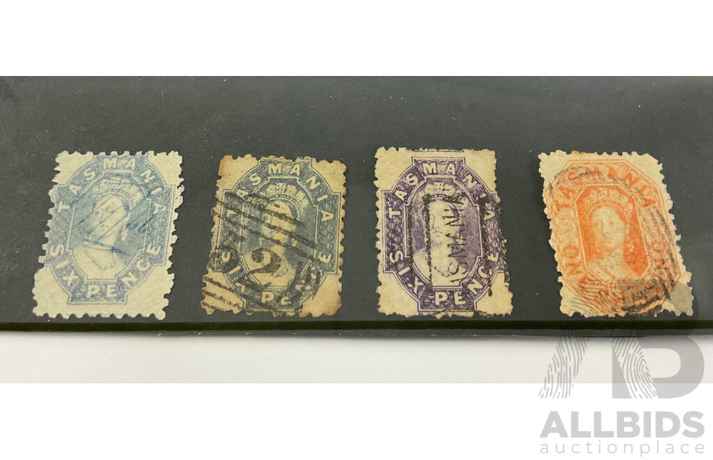 Australian Tasmania 1850's-60's QV Stamps, Six Penny, One Shilling
