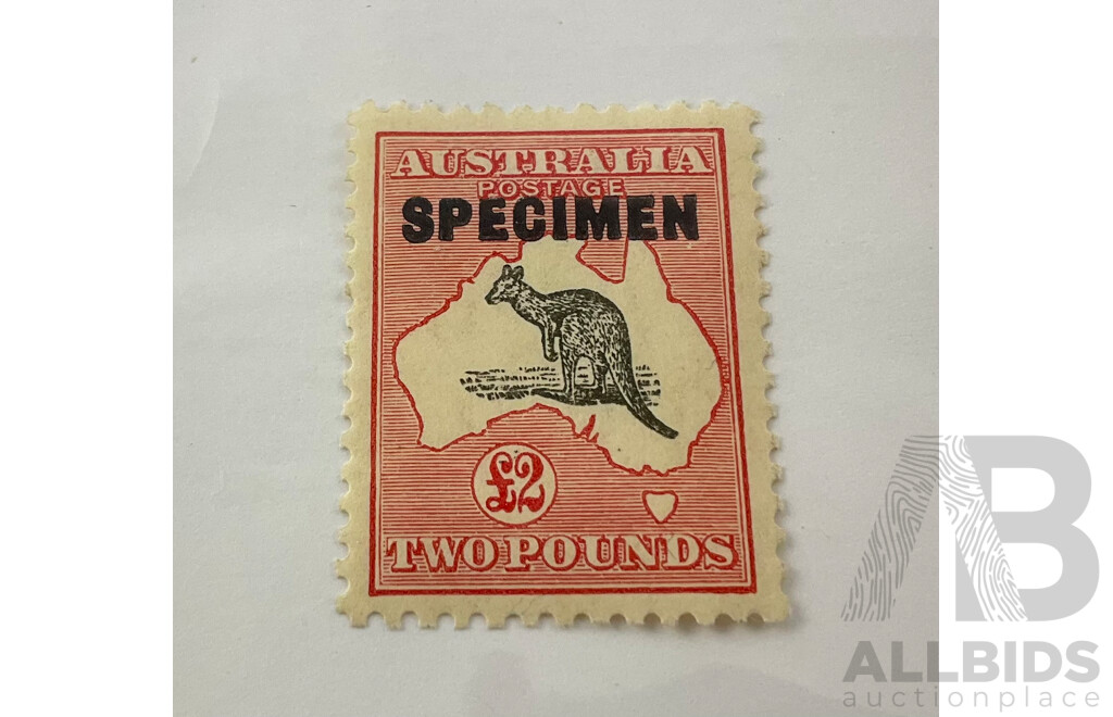 Australian 1932 Kangaroo on Map Mint/Hinged Stamp, Specimen, C of a Watermark