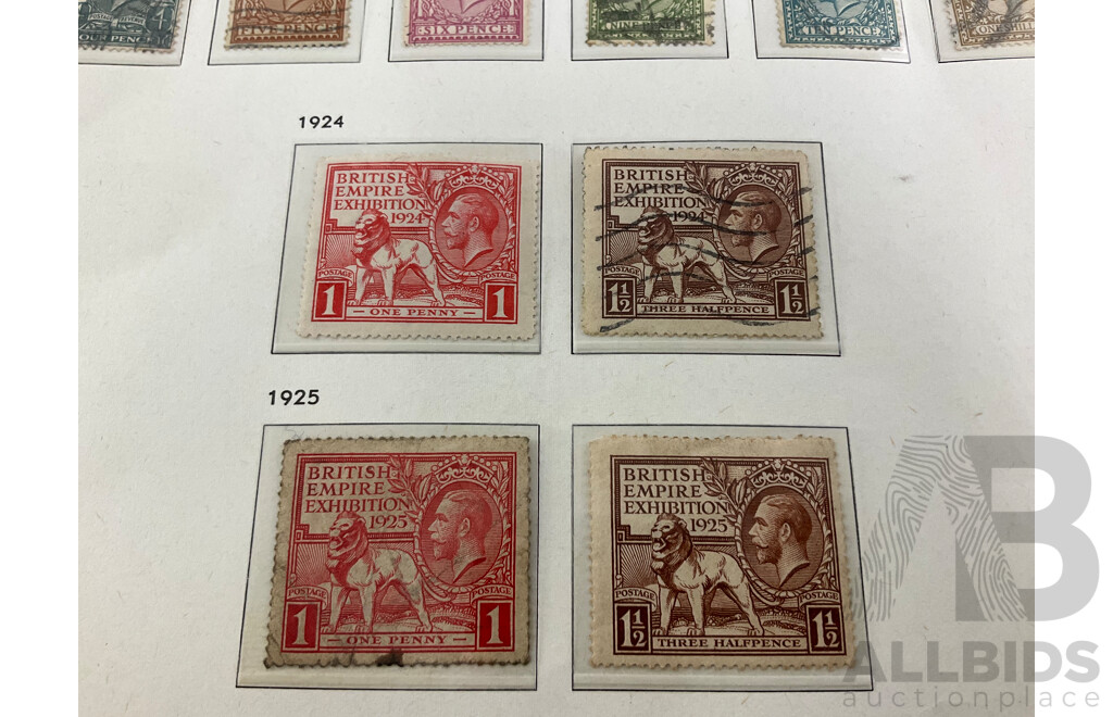 Great Britain 1913-1925 KGV Stamp Collection, 1913 Royal Cypher, Crown GvR Watermarks, Complete Set