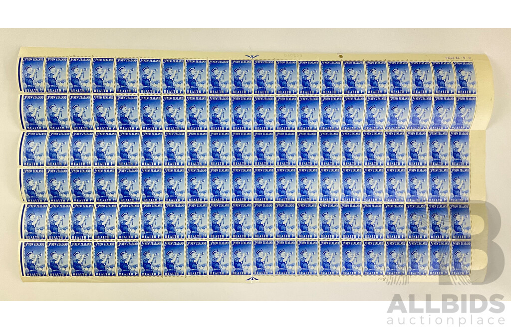 New Zealand 1953 Stamp Sheet, Health Boys Brigade, Three/One Penny