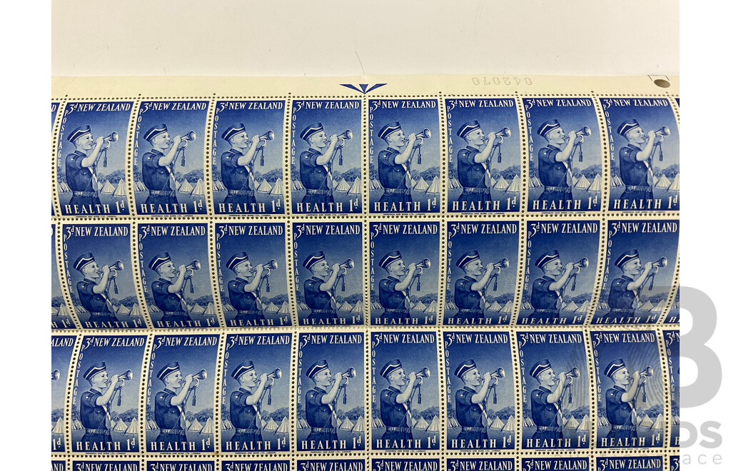 New Zealand 1953 Stamp Sheet, Health Boys Brigade, Three/One Penny