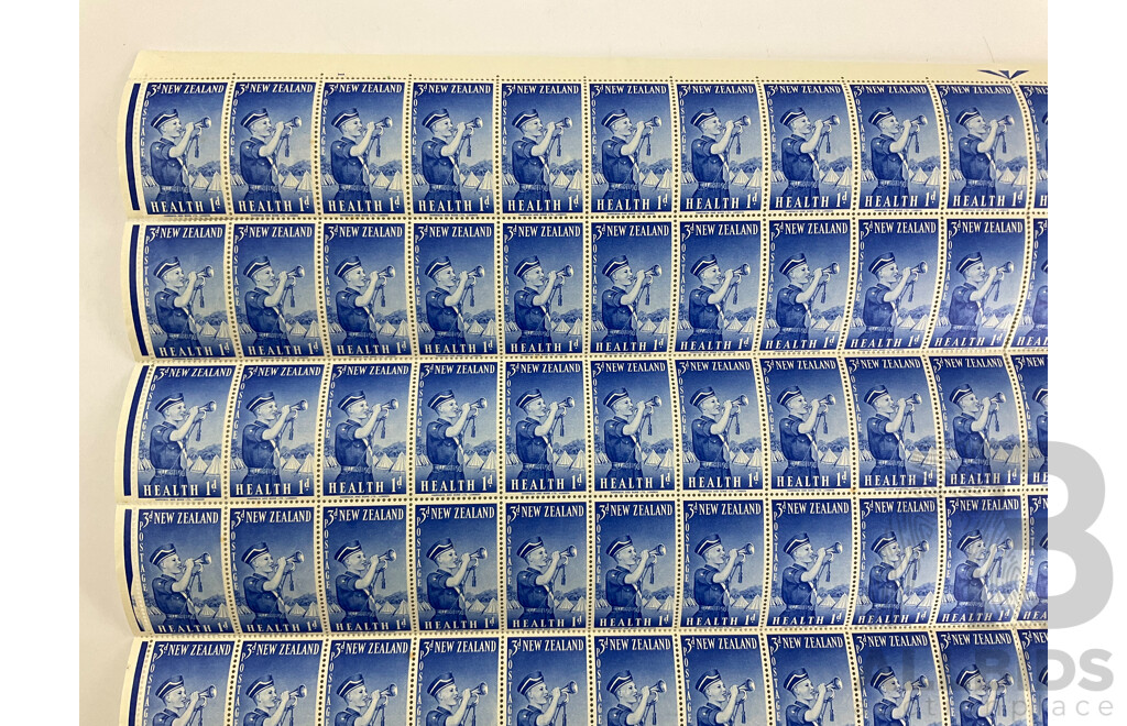 New Zealand 1953 Stamp Sheet, Health Boys Brigade, Three/One Penny