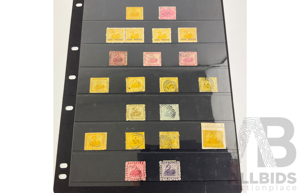 Collection of Western Australian State Stamps, OG, Green Half Penny/Overprints, Internal Revenue, Stamp Duty, Hand Cancel