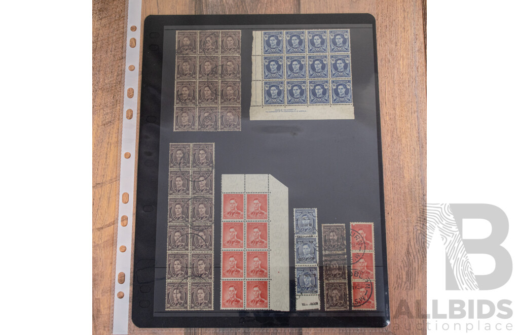 Australian Predecimal KGVI Stamps and Blocks, Mostly Mint Including Over Prints, Gutters, John Ash and Commonwealth of Australia Print Blocks