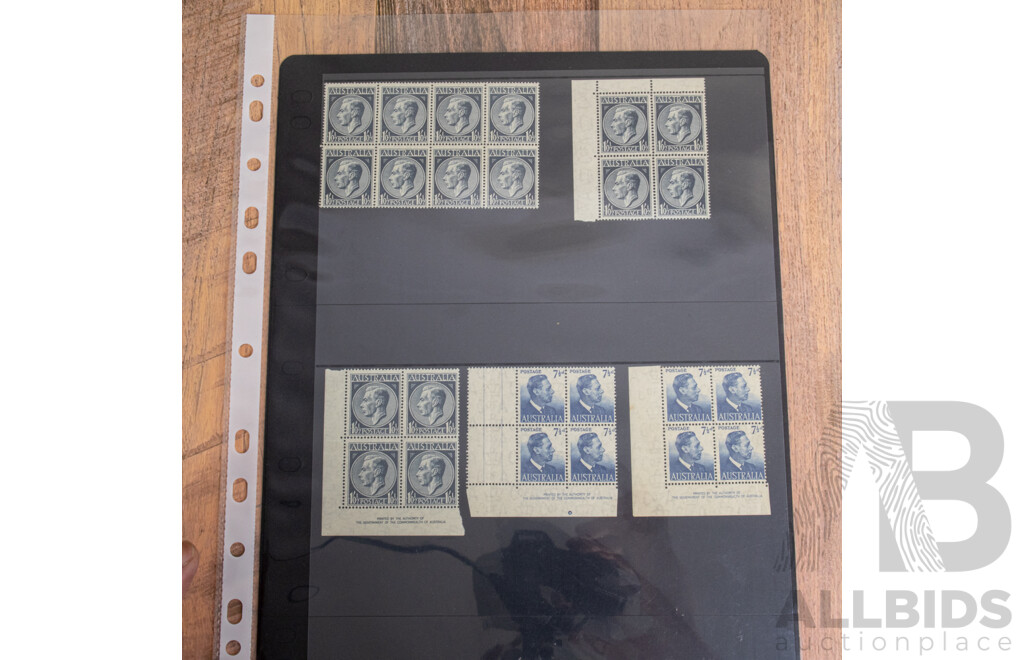 Australian Predecimal KGVI Stamps and Blocks, Mostly Mint Including Over Prints, Gutters, John Ash and Commonwealth of Australia Print Blocks