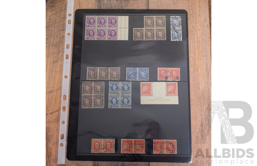 Australian Predecimal KGVI Stamps and Blocks, Mostly Mint Including Over Prints, Gutters, John Ash and Commonwealth of Australia Print Blocks