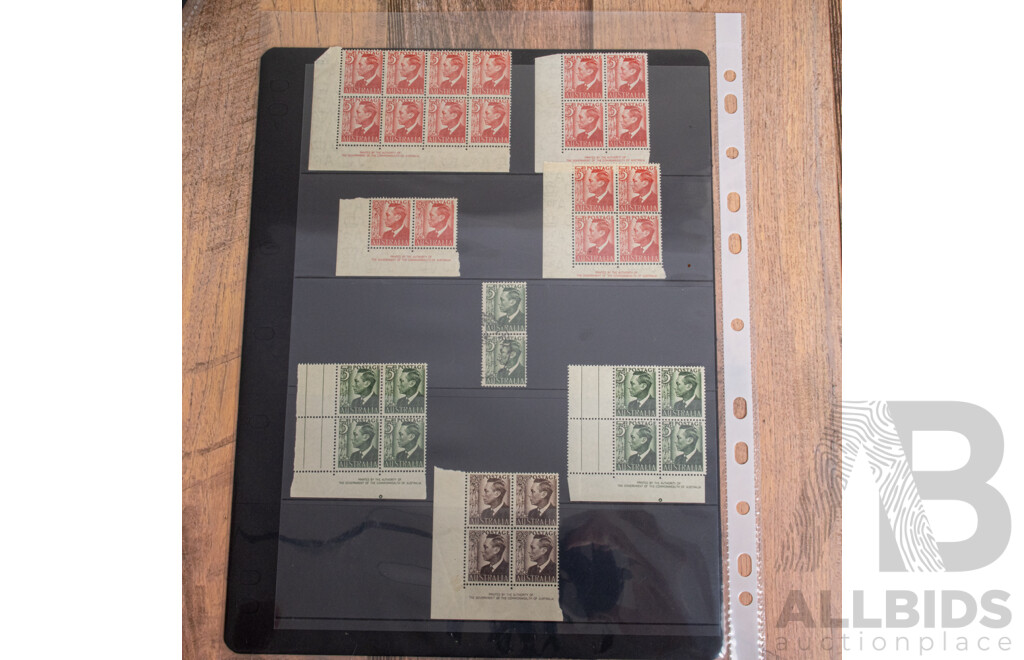 Australian Predecimal KGVI Stamps and Blocks, Mostly Mint Including Over Prints, Gutters, John Ash and Commonwealth of Australia Print Blocks