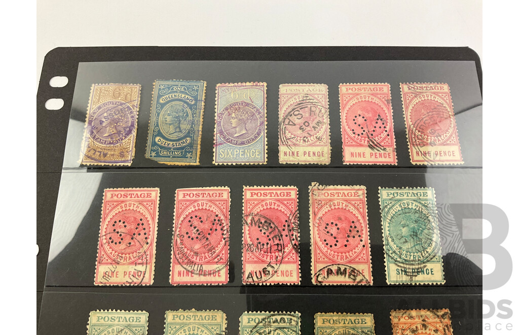 Collection of Australian Late 1800's to Early 1900's Stamps, QV, KGV, Two Penny to One Shilling
