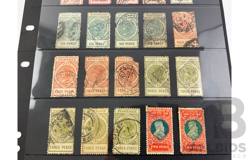 Collection of Australian Late 1800's to Early 1900's Stamps, QV, KGV, Two Penny to One Shilling