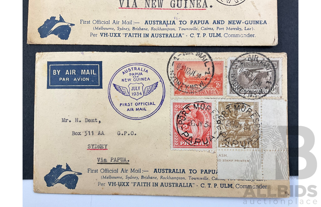 Australian Predecimal Covers Including 1931 First Airmail Australia to England, 1934 First Airmail to PNG