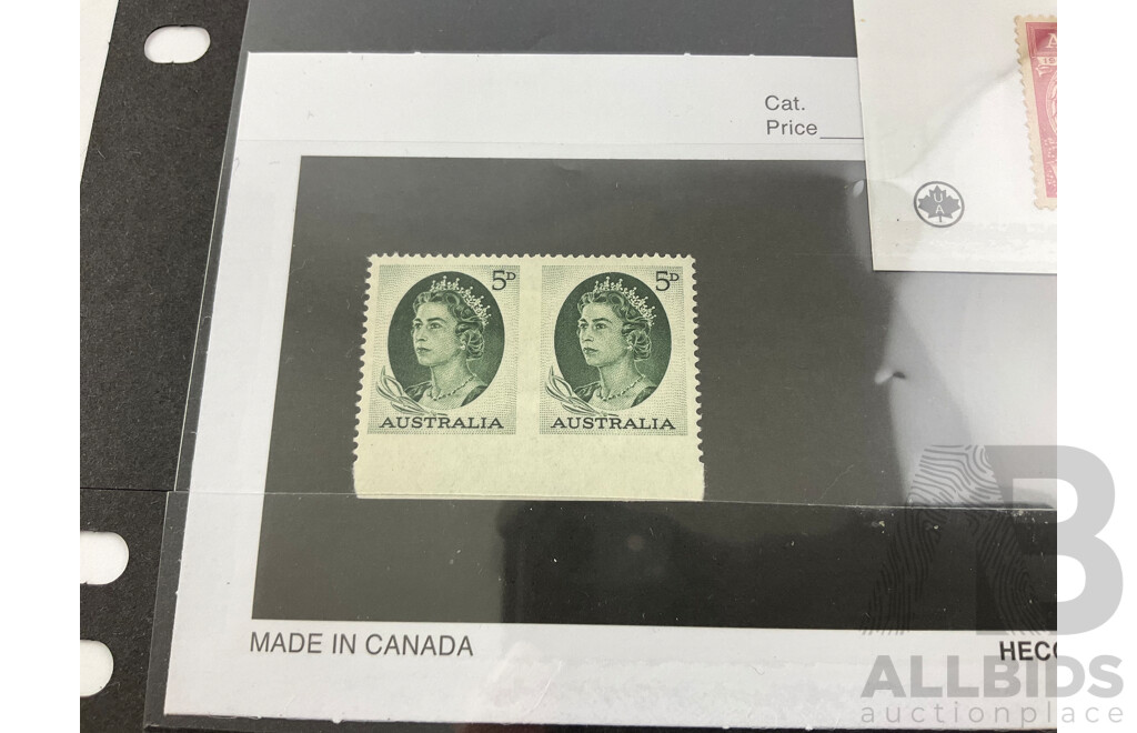 Two Antique South Australian QV Error Stamps, Two 1935 Mint ANZAC Commemoration Stamps, QE2 Imperforate Pair
