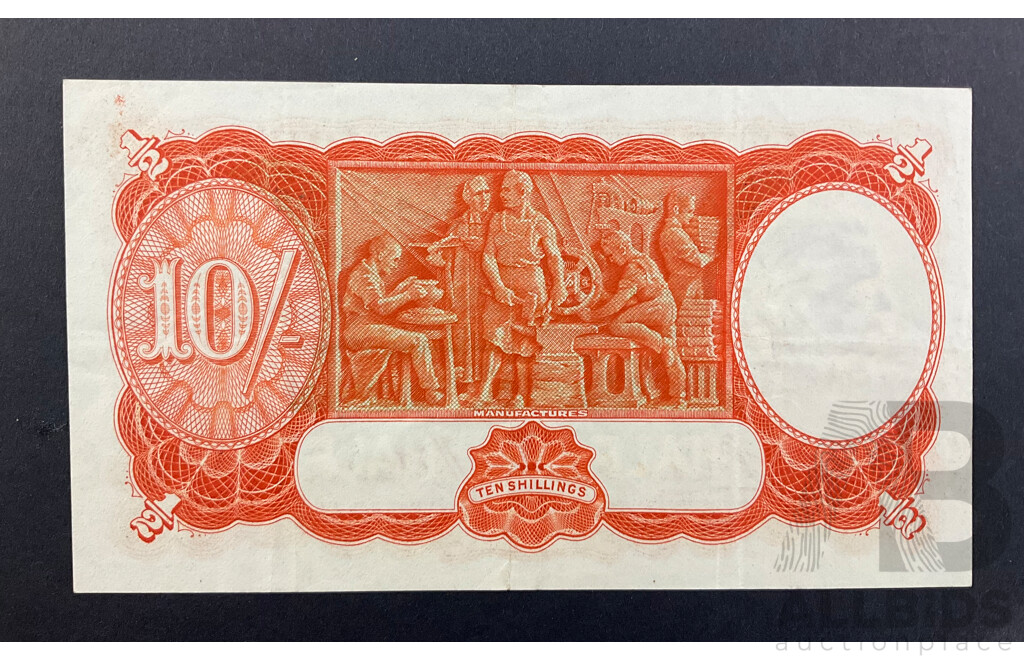 Australian 1936 Ten Shilling Note Riddle/Sheehan D89 421835, R11 High Grade