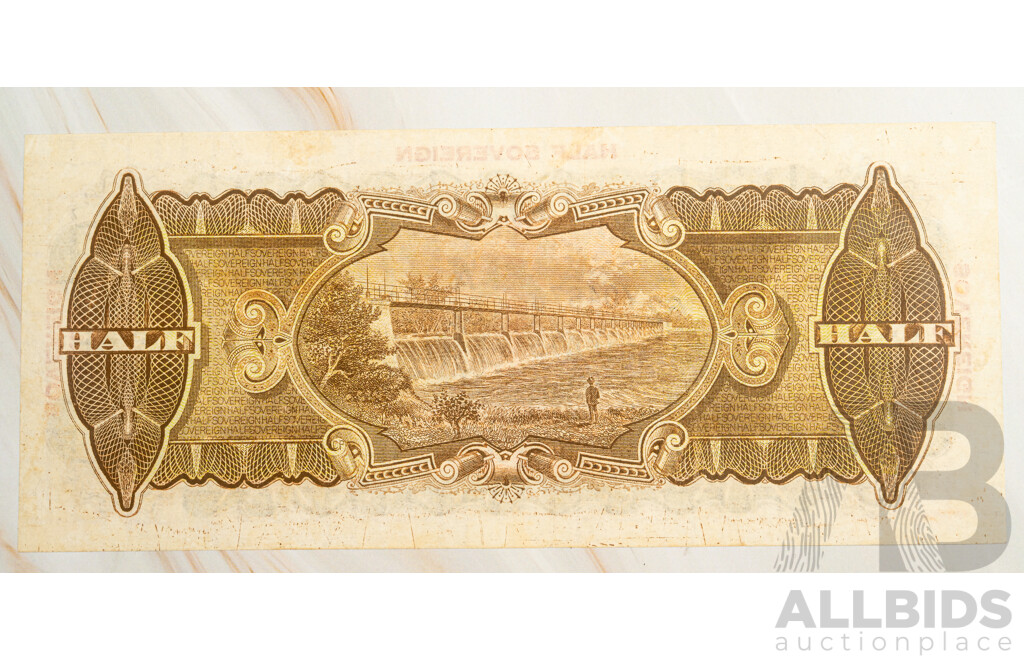 Australian 1928 Half Sovereign Note, Riddle/Heathershaw R07, A62 704676, High Grade