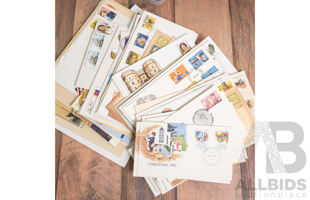Australian Stamp Packs and First Day Covers, Examples From 1974 to 1988 with Four International Stamp Packs
