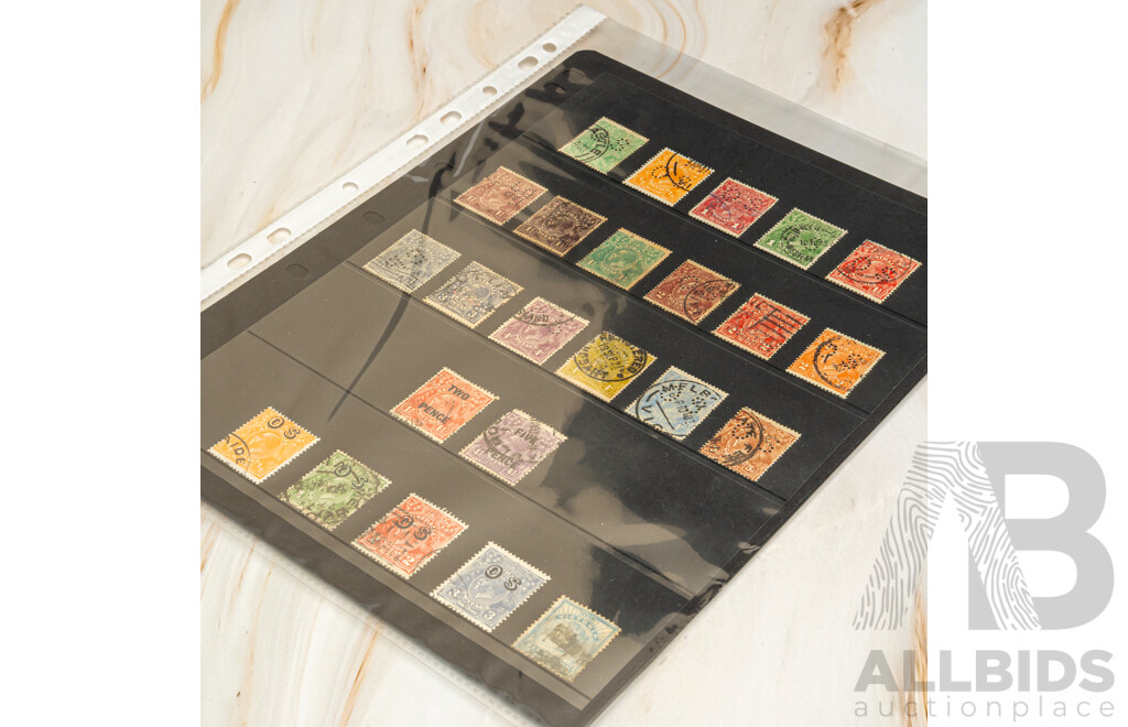 Large Rare Collection of Australian State Stamps Including Overprints, Surcharges, Kangaroo on Map, Harbour Bridge, KGV Heads, Strips, Blocks, QLD, VIC, WA, NSW, TAS